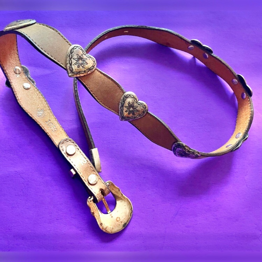 Western Heart Accent Brown Leather Belt